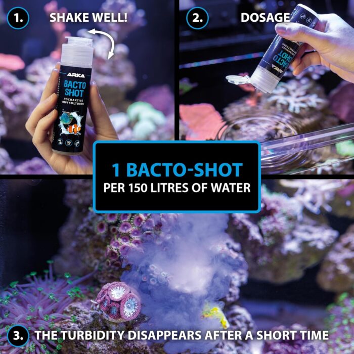 Aquarium bacteria shot 50 ml – clears cloudy water in 24 h – reduces ammonia & nitrite – biological live filter bacteria – ideal for new tanks & water changes – ARKA Bacto-Shot Aquarium bacteria shot 50 ml – clears cloudy water in 24 h – reduces ammonia & nitrite – biological live filter bacteria – ideal for new tanks & water changes – ARKA Bacto-Shot