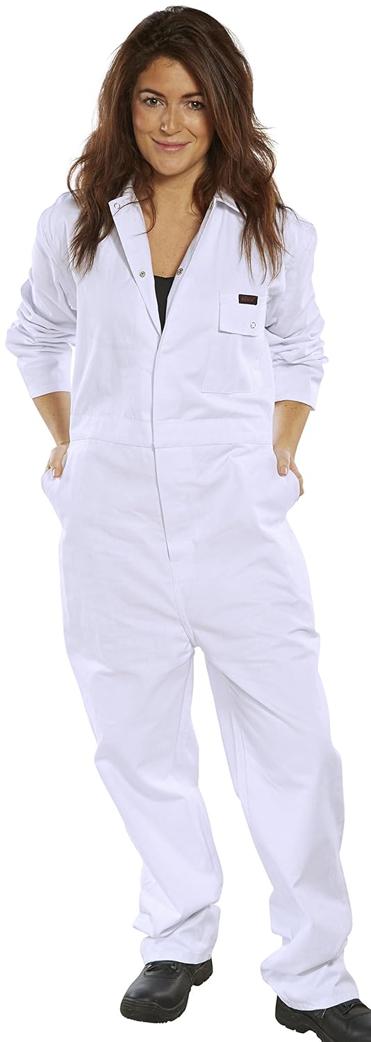 Beeswift CDBSW52 CLICK COTTON DRILL BOILERSUIT WHITE 52 Beeswift CDBSW52 CLICK COTTON DRILL BOILERSUIT WHITE 52