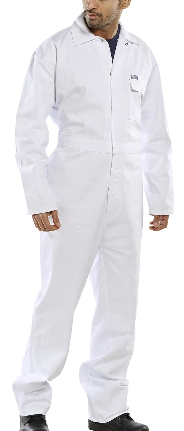 Beeswift CDBSW52 CLICK COTTON DRILL BOILERSUIT WHITE 52 Beeswift CDBSW52 CLICK COTTON DRILL BOILERSUIT WHITE 52