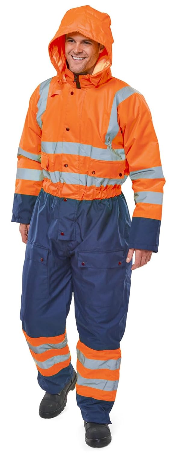 BEESWIFT Thermal Two-Tone HI-VIS Waterproof Overall Orange/Navy L BEESWIFT Thermal Two-Tone HI-VIS Waterproof Overall Orange/Navy L