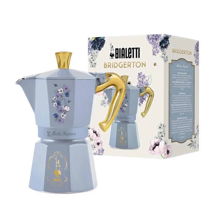 Bialetti Moka Express Bridgerton 3 Cup Anti-Scald Handle Not Induction 3 Cups (130ml) Aluminium Bialetti Moka Express Bridgerton 3 Cup Anti-Scald Handle Not Induction 3 Cups (130ml) Aluminium