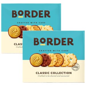 Border Biscuits Classic Collection Box 2×400 g | Assorted Biscuit Selection with Chocolate Viennese