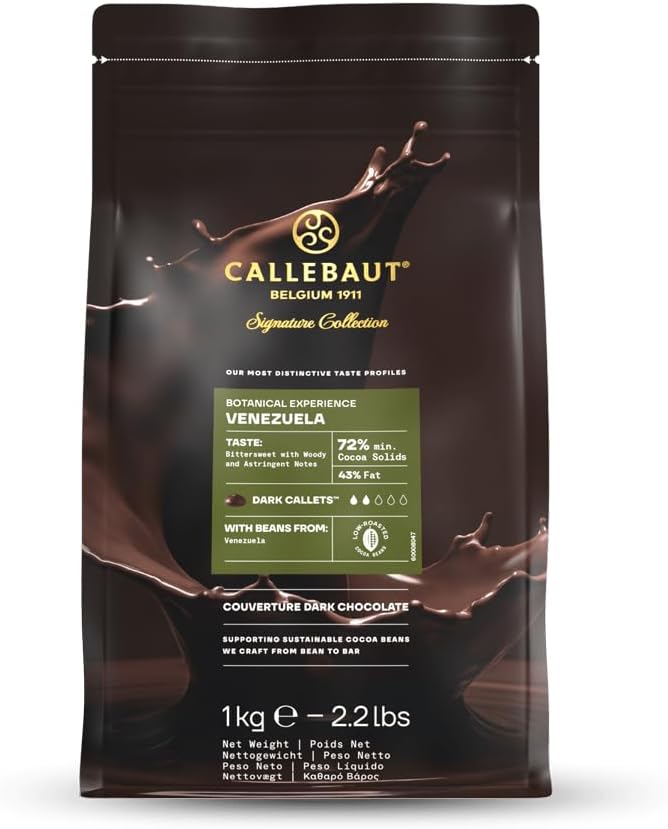Callebaut Botanical Venezuela Signature Dark Chocolate Couverture Callets 72% Cocoa 1kg Callebaut Botanical Venezuela Signature Dark Chocolate Couverture Callets 72% Cocoa 1kg