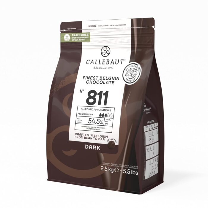 Callebaut N° 811 - Finest Belgian 54.5% Dark Chocolate Callets - 2.5kg
