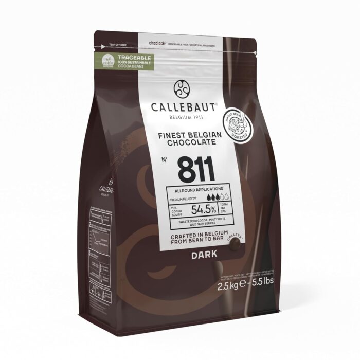 Callebaut N° 811 - Finest Belgian 54.5% Dark Chocolate Callets - 2.5kg