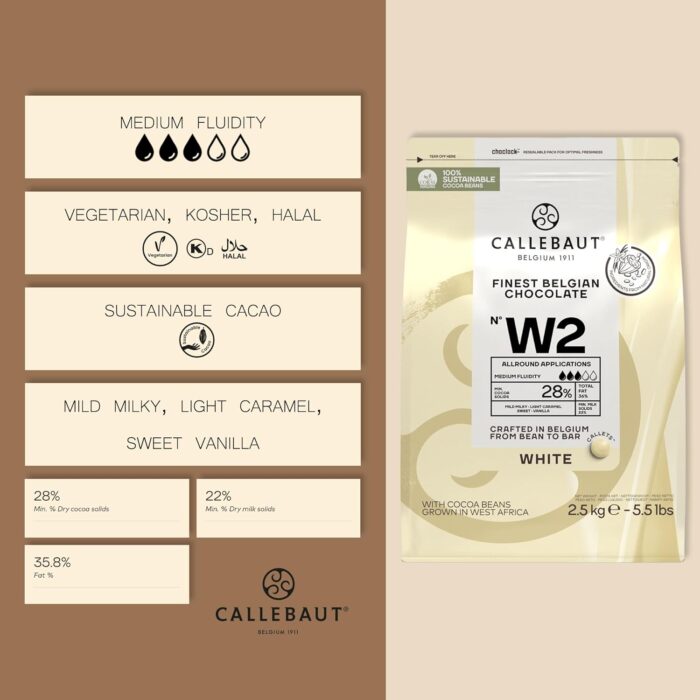 Callebaut Select White W2 Chocolate Callets 2.5 kg Callebaut Select White W2 Chocolate Callets 2.5 kg
