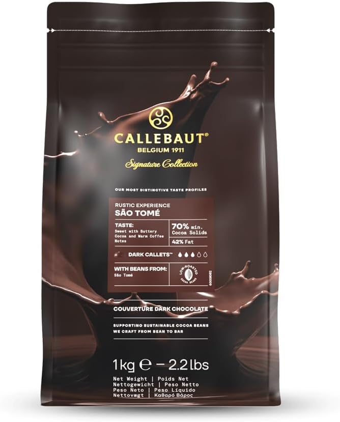 Callebaut Signature Collection Rustic São Tomé Dark Origin Chocolate Couverture Callets 70% Cocoa 1kg Callebaut Signature Collection Rustic São Tomé Dark Origin Chocolate Couverture Callets 70% Cocoa 1kg