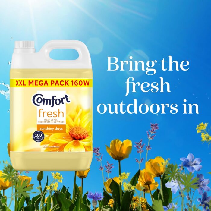Comfort Fresh Sunshiny Days Fabric Conditioner Softener with Motion-Activated Fragrance Technology 100 Days of Freshness 160 washes (4.8 L) Comfort Fresh Sunshiny Days Fabric Conditioner Softener with Motion-Activated Fragrance Technology 100 Days of Freshness 160 washes (4.8 L)