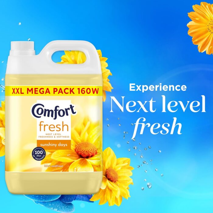 Comfort Fresh Sunshiny Days Fabric Conditioner Softener with Motion-Activated Fragrance Technology 100 Days of Freshness 160 washes (4.8 L) Comfort Fresh Sunshiny Days Fabric Conditioner Softener with Motion-Activated Fragrance Technology 100 Days of Freshness 160 washes (4.8 L)