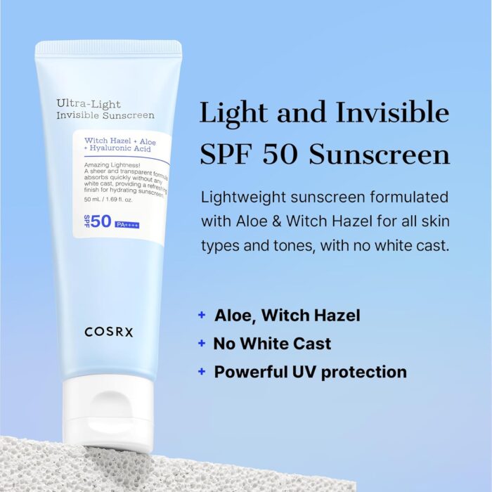 COSRX Ultra-Light SPF50+ PA++++ Invisible Sunscreen 50 ml COSRX Ultra-Light SPF50+ PA++++ Invisible Sunscreen 50 ml