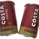 Costa Coffee Smooth Medium Roast Instant Coffee with Finely Ground Beans 2 Tin Bundle