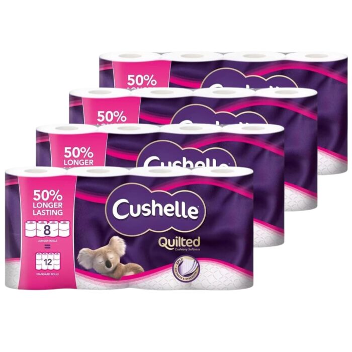 cushelle-quilted-3-ply-double-size-50-longer-soft-absorbent-rolls-32-pack-.jpg Cushelle Quilted 3-Ply Double Size 50% Longer Soft Absorbent Rolls 32 Pack - 236 Sheets