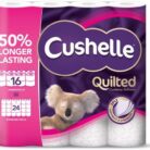 Cushelle Quilted 50% Longer Lasting Toilet Tissue 16 Equals 24 Regular Rolls