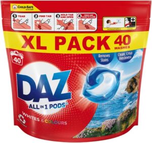 DAZ All in 1 PODs Washing Capsules Whites & Colours