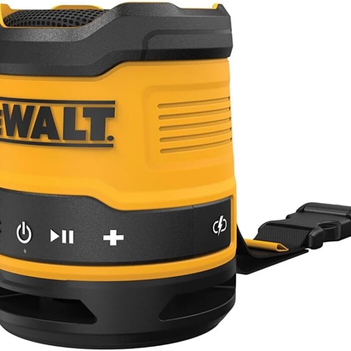 dewalt-dcr009-usb-rechargeable-compact-bluetooth-speaker-black-yellow-bare.jpg DeWalt DCR009 USB Rechargeable Compact Bluetooth Speaker