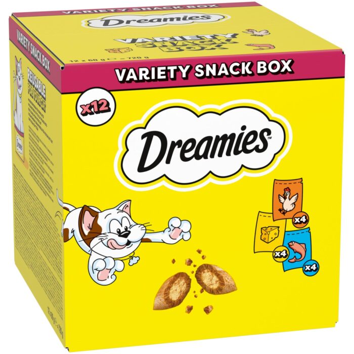 DREAMIES - Cat Treats - 12 x 60g - Multipack Biscuits - Variety Snack Box - 12 Pouches DREAMIES - Cat Treats - 12 x 60g - Multipack Biscuits - Variety Snack Box - 12 Pouches