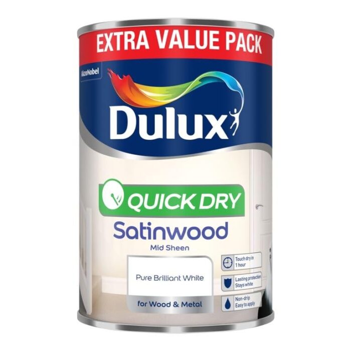 Dulux Retail Quick Dry Satinwood - Pure Brilliant White - 1.25L Dulux Retail Quick Dry Satinwood - Pure Brilliant White - 1.25L
