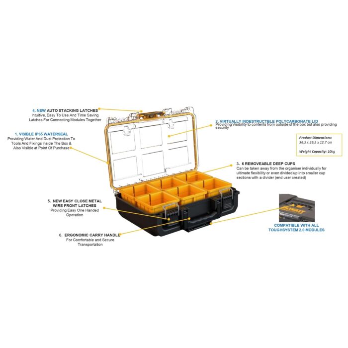 DWST83392 TOUGHSYSTEM™ 2.0 Half-Width Organiser DWST83392 TOUGHSYSTEM™ 2.0 Half-Width Organiser