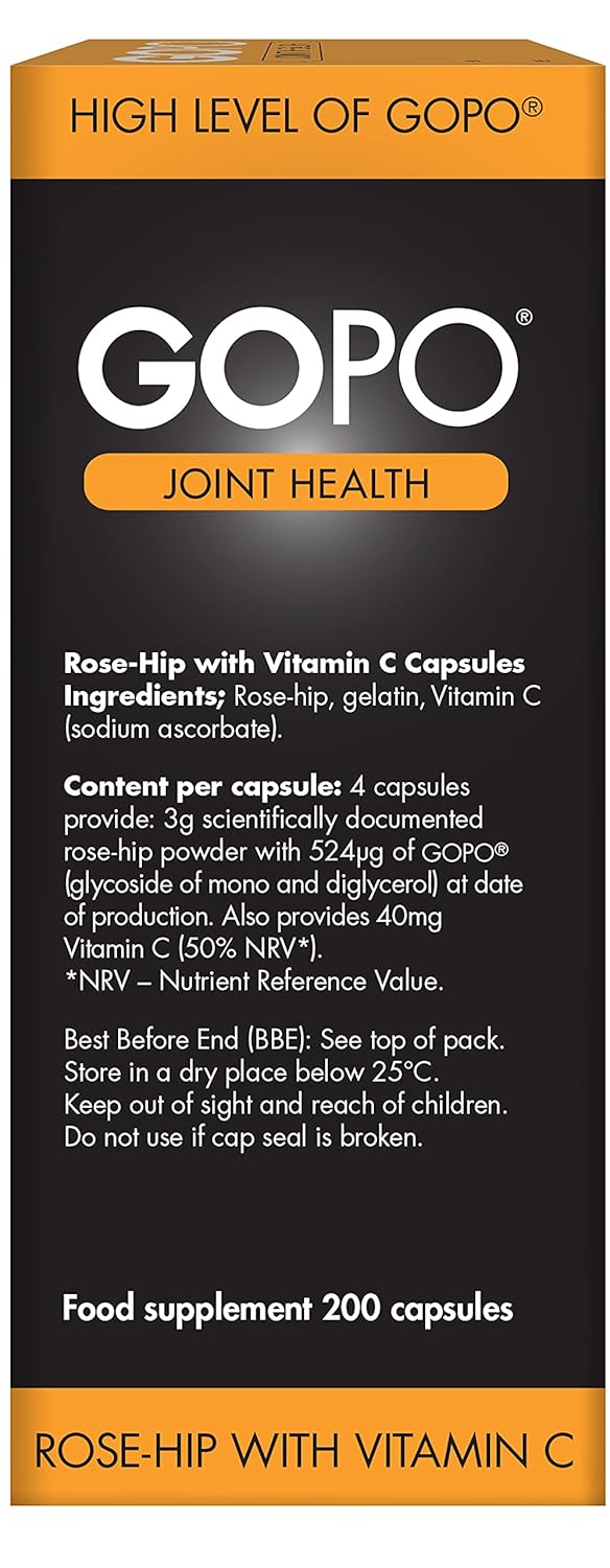 GOPO Joint Health 200 Capsules - Rose-Hip & Vitamin C - Helps maintain healthy & flexible joints GOPO Joint Health 200 Capsules - Rose-Hip & Vitamin C - Helps maintain healthy & flexible joints