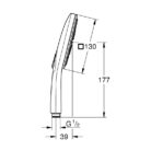 GROHE Rainshower 130 Smartactive Cube Hand Shower Water-Saving 130mm Shower Head with 3 Sprays Chrome Finish and Made in Germany 26582000
