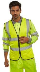 HI VIZ WAISTCOAT ZIP FASTENED SATURN YELLOW XL