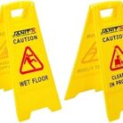 Janit-X Caution Wet Floor & Cleaning In Progress Yellow Warning A-Frame 63cm x 30cm (2)