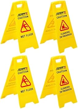 Janit-X Caution Wet Floor & Cleaning In Progress Yellow Warning A-Frame 63cm x 30cm (4) Janit-X Caution Wet Floor & Cleaning In Progress Yellow Warning A-Frame 63cm x 30cm (4)