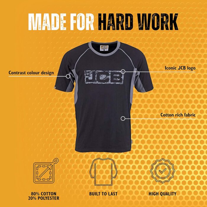 JCB - JCB Workwear - Men's T-Shirts -Trade T-Shirt - Black/Grey - Medium JCB - JCB Workwear - Men's T-Shirts -Trade T-Shirt - Black/Grey - Medium