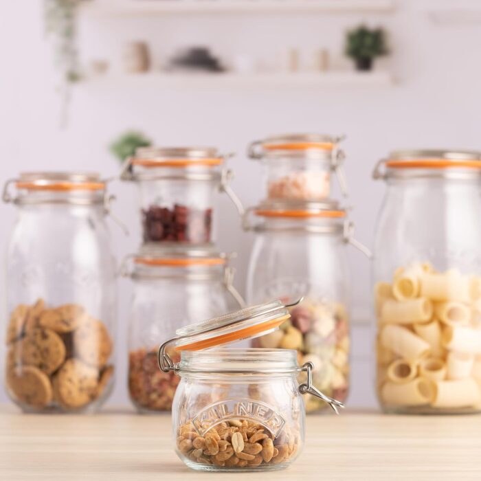 Kilner Set of 3 Round Clip Top Jars 0.5 Litre (3 x 500ml) Airtight Glass Storage Jars for Preserving Jams Dry Foods Reusable Kilner Set of 3 Round Clip Top Jars 0.5 Litre (3 x 500ml) Airtight Glass Storage Jars for Preserving Jams Dry Foods Reusable