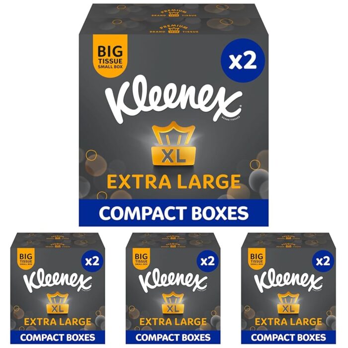Kleenex Extra Large Facial Tissue in Compact Box - Pack of 2-100% Recyclable Packaging (88 Tissues Total) Kleenex Extra Large Facial Tissue in Compact Box - Pack of 2-100% Recyclable Packaging (88 Tissues Total)