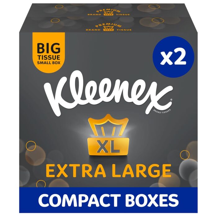 Kleenex Extra Large Facial Tissue in Compact Box - Pack of 2-100% Recyclable Packaging (88 Tissues Total) Kleenex Extra Large Facial Tissue in Compact Box - Pack of 2-100% Recyclable Packaging (88 Tissues Total)
