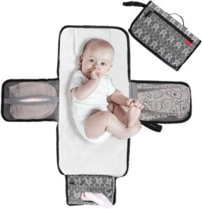 Lekebaby Portable Nappy Changing Mat Travel Baby Change Mat with Wipe-Pocket and Head Cushion