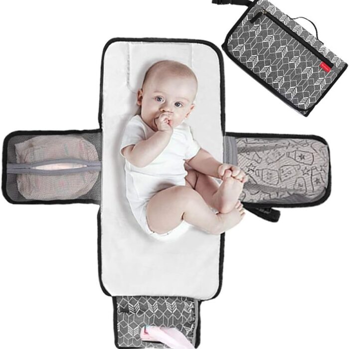 lekebaby-portable-nappy-changing-mat-travel-baby-change-mat-with-wipe-pocket.jpg Lekebaby Portable Nappy Changing Mat Travel Baby Change Mat with Wipe-Pocket and Head Cushion
