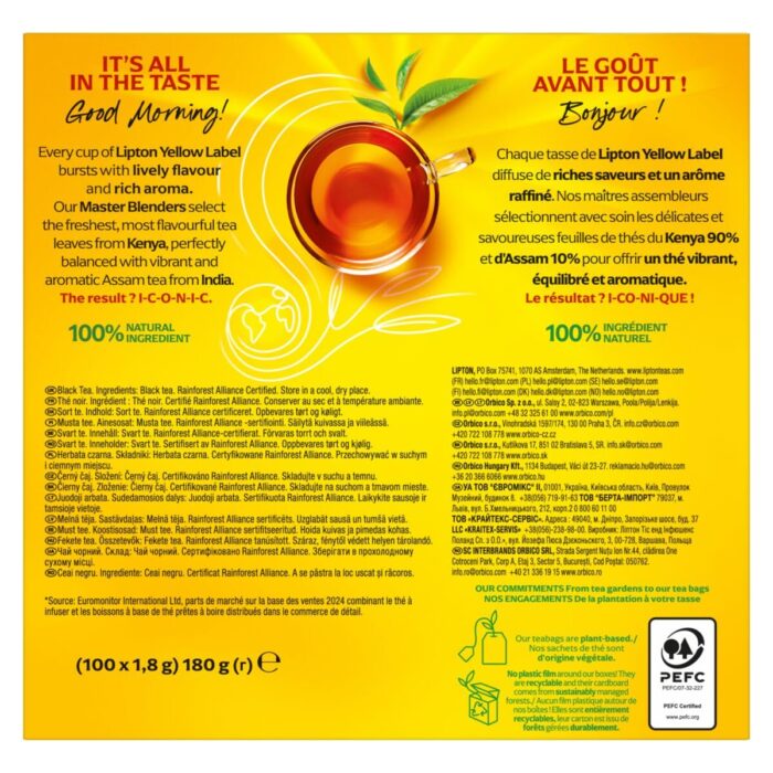 Lipton Yellow Label Tea Box of 100 Tea Bags