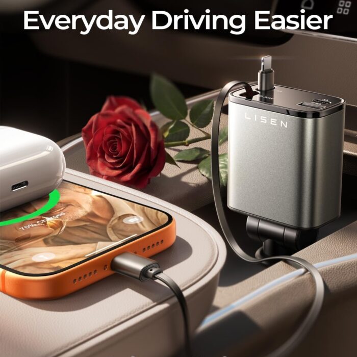 LISEN Retractable Car Phone Charger 84W Mens Gifts for Men Women Gadgets for Men Cigarette Lighter USB Charger Car Charger USB C Fast Charge Camping Essentials Car Accessories... LISEN Retractable Car Phone Charger 84W Mens Gifts for Men Women Gadgets for Men Cigarette Lighter USB Charger Car Charger USB C Fast Charge Camping Essentials Car Accessories...