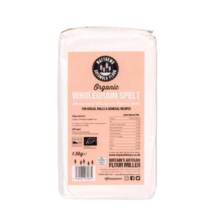 Matthews Cotswold Organic Stoneground Wholegrain Spelt - 1.5kg Bag (Single Bag) Matthews Cotswold Organic Stoneground Wholegrain Spelt - 1.5kg Bag (Single Bag)