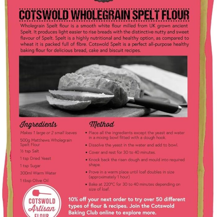 Matthews Cotswold Stoneground Wholegrain Spelt - 1.5kg (Single Bag)