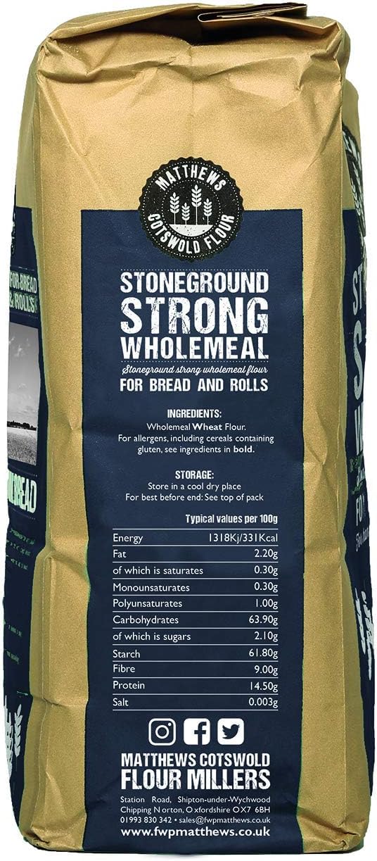 Matthews Cotswold Traditional Stoneground Strong Wholegrain Flour - 1.5kg Bag (Single Bag) Matthews Cotswold Traditional Stoneground Strong Wholegrain Flour - 1.5kg Bag (Single Bag)