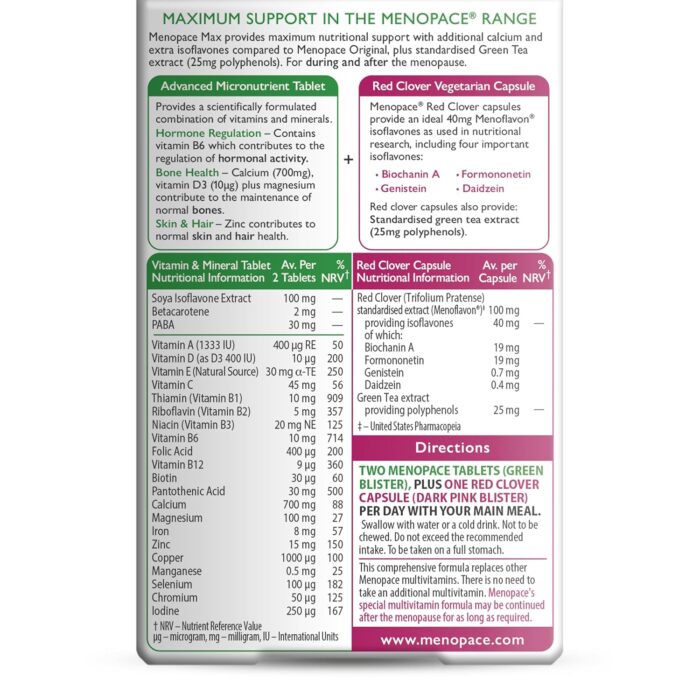 Menopace by Vitabiotics Max Capsules & Tablets x 84