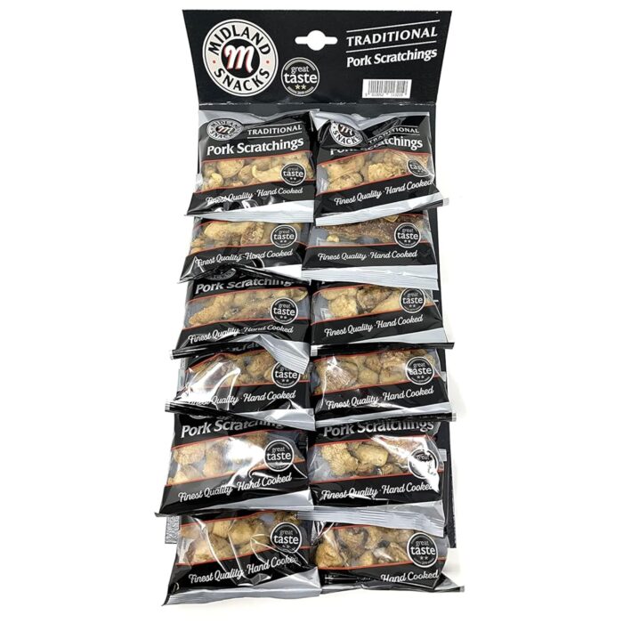 Midland Snacks Traditional Pork Scratchings 40g x Case of 12 Midland Snacks Traditional Pork Scratchings 40g x Case of 12