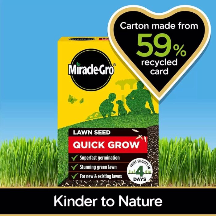 Miracle-Gro Quick Grow Lawn Seed 16m2 ryegrass fescues Fast Grass Seed 480g - Super Fast Germinating Lawn Seed - Rich Green Lawn - for existing and New lawns. Miracle-Gro Quick Grow Lawn Seed 16m2 ryegrass fescues Fast Grass Seed 480g - Super Fast Germinating Lawn Seed - Rich Green Lawn - for existing and New lawns.