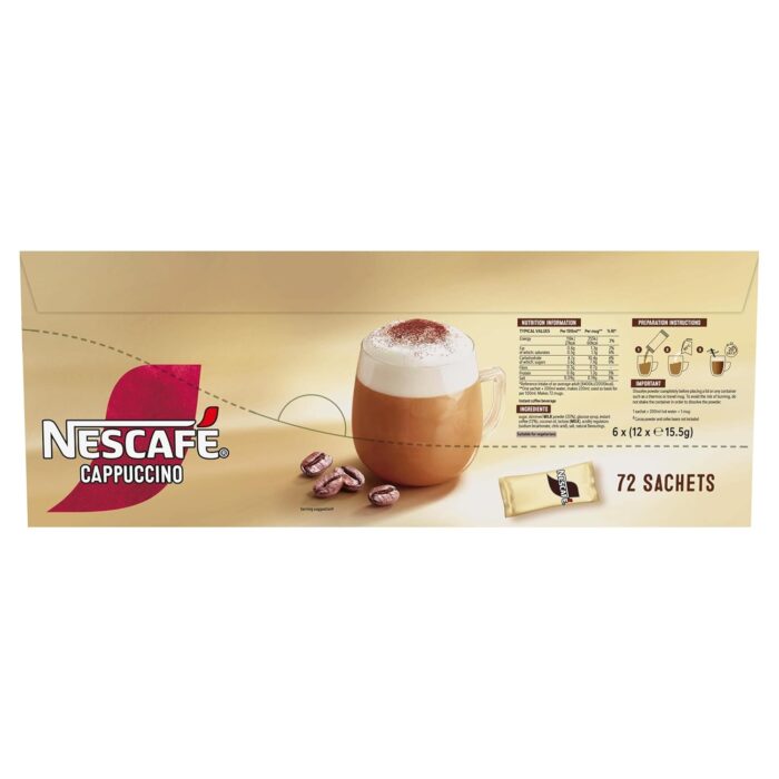 NESCAFÉ Cappuccino Instant Coffee Sachets - 72 x 15.5g