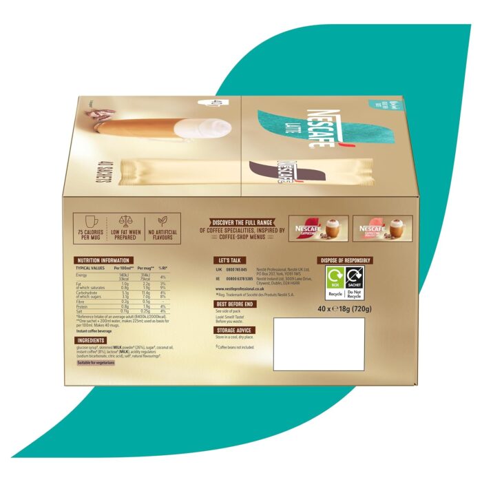 Nescafé Latte Instant Coffee Sachets - 40 X 18G Nescafé Latte Instant Coffee Sachets - 40 X 18G