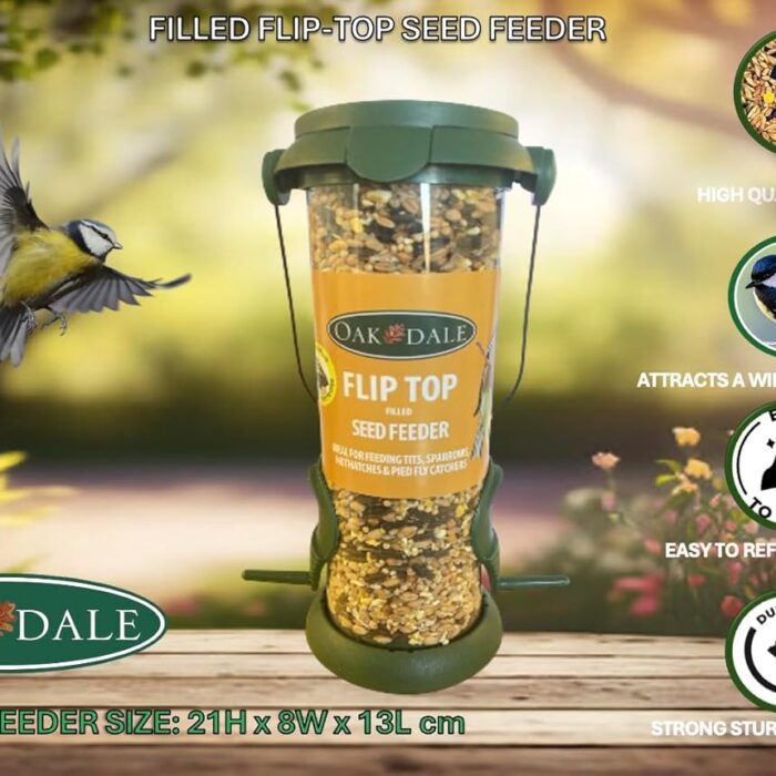 Oakdale Flip Top Premium Filled Seed Wild Bird Feeder Easy Fill With Dual Perch For Birdatching And Garden Outdoor Use All Weather Oakdale Flip Top Premium Filled Seed Wild Bird Feeder Easy Fill With Dual Perch For Birdatching And Garden Outdoor Use All Weather