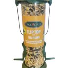 Oakdale Flip Top Premium Filled Seed Wild Bird Feeder Easy Fill With Dual Perch For Birdatching And Garden Outdoor Use All Weather