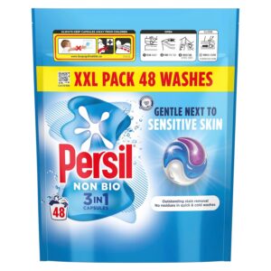 Persil Non Bio 3 in 1 Washing Capsules laundry capsules gentle next to sensitive skin for outstanding stain removal in quick & cold washes 48 washes