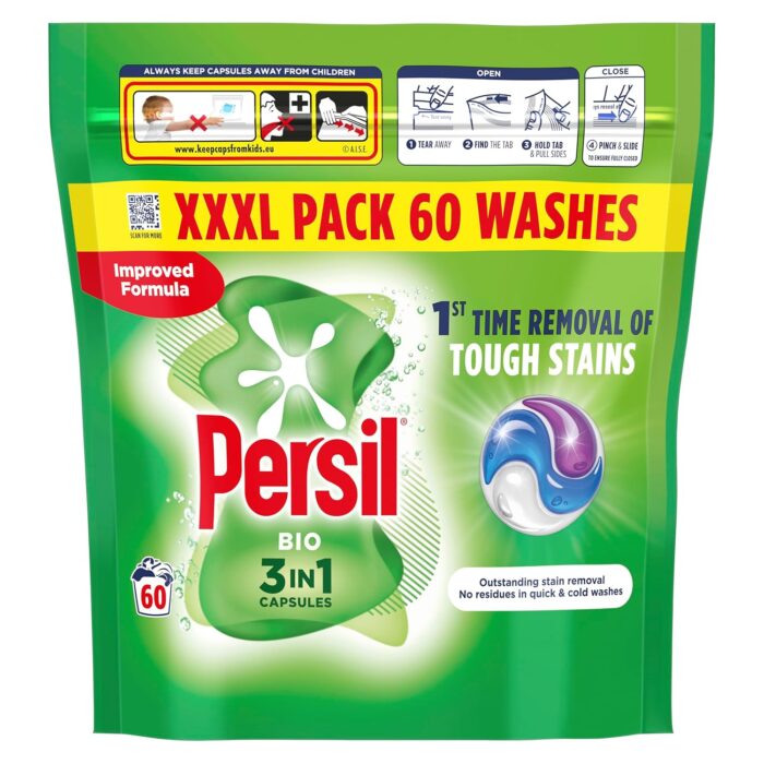 Persil Non Bio 3 in 1 Washing Capsules laundry capsules gentle next to sensitive skin for outstanding stain removal in quick & cold washes 58 washes