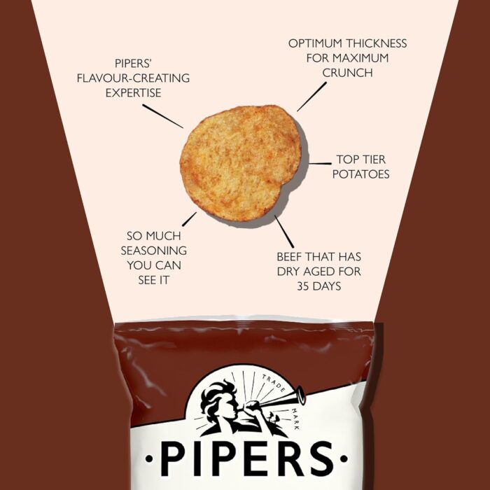 Pipers Great Berwick Longhorn Beef Crisps - 24x40g Pipers Great Berwick Longhorn Beef Crisps - 24x40g