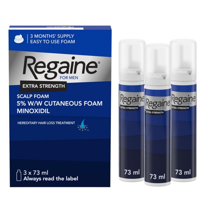 Regaine For Men Extra Strength Foam - Scientifically Proven To Help Stop Hereditary Hair Loss - Minoxidil Foam for Hair Regrowth - (3 x 73ml)