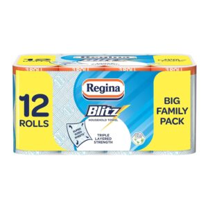 Regina Blitz Household Towels – 12 Triple Layered Rolls